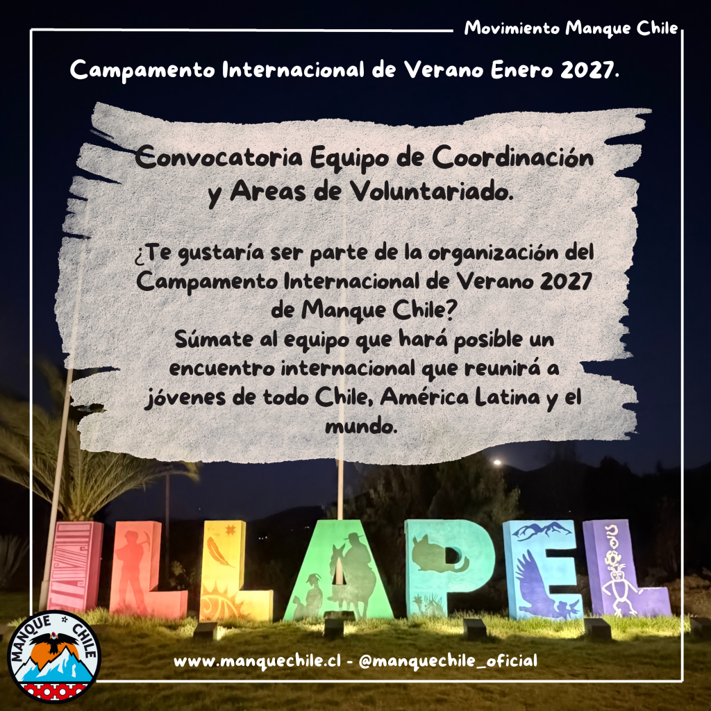 Convocatoria Equipo de Coordinación y Áreas de Voluntariado Campamento Internacional de Verano 2027 – Movimiento Manque Chile.